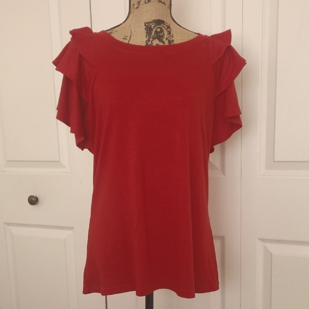 🌹Red Ruffle Sleeve Top